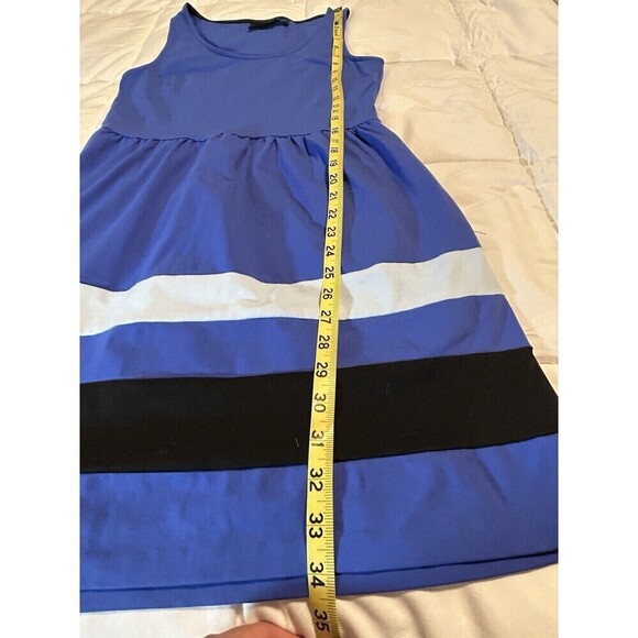 Cynthia Rowley Fit Flare Blue Dress Black Stretch Sleeveless Sz S Knee Length - Picture 9 of 10